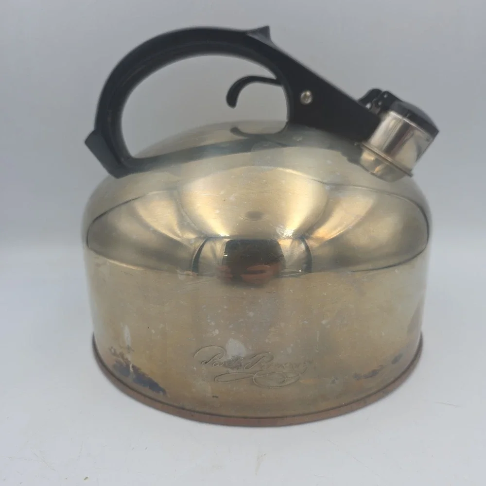 REVERE WARE Copper Bottom Stainless Steel Tea Kettle VTG Whistling